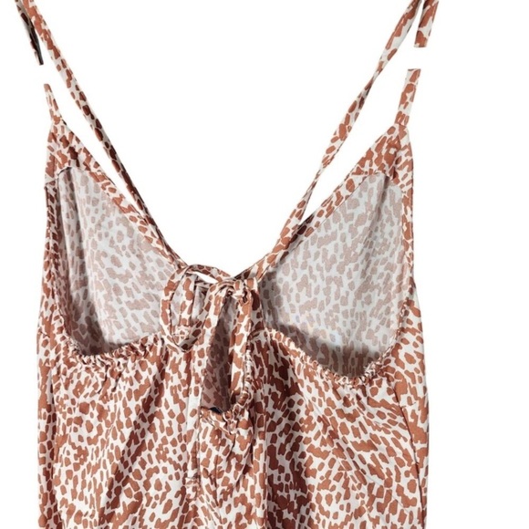 Old Navy XXL Maxi V Neck Tie Back Side Slits Slip Dress Giraffe Abstract Print - Picture 4 of 13